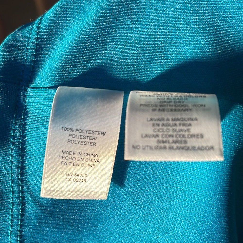 EVAN-PICONE NWOT SHEATH TEAL BLUE 100% POLYESTER, LINEN LOOK, CASUAL DRESS SZ 6 - Picture 13 of 15